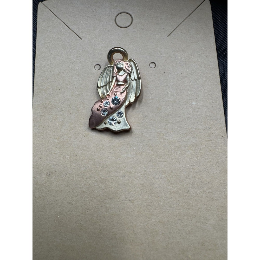 "Wings & Wishes" Gold & Rose-Gold  Guardian‎ Angel With Rhinestones Lapel Pin